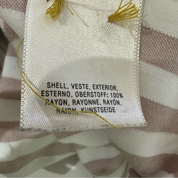 Anthropologie Maeve Striped Blouse Shirt Tan White Side Button - Picture 6 of 6